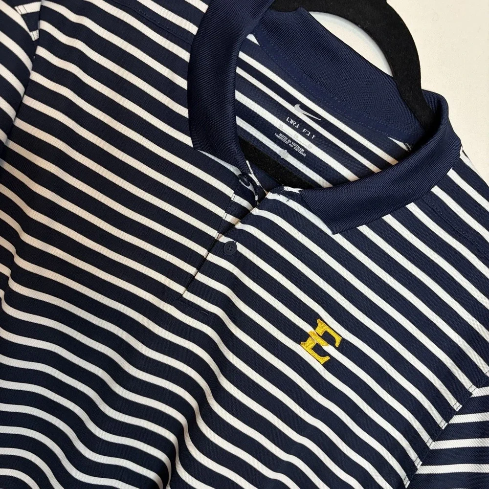 Nike Polo ETSU BUC’s Shirt Mens XL Navy Stripe ETSU Short Sleeve Dri-FIT/~READ‎
